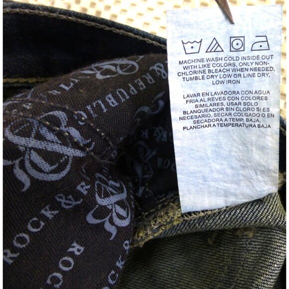 Rock & Republic Kasandra Bootcut Jeans 8L Womens Dark Wash Embroidered Pockets - Picture 10 of 12